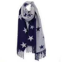 Navy and Grey Stars Scarf