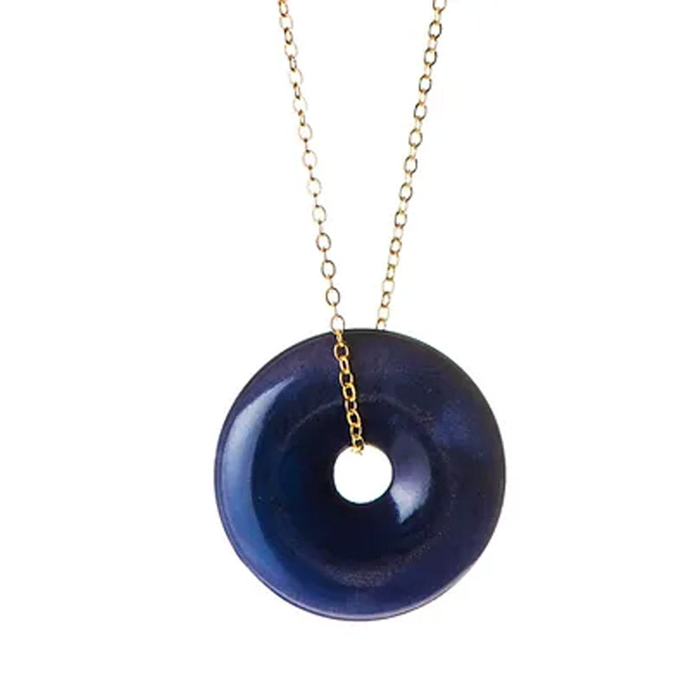 Navy Disk Pendant Necklace - 