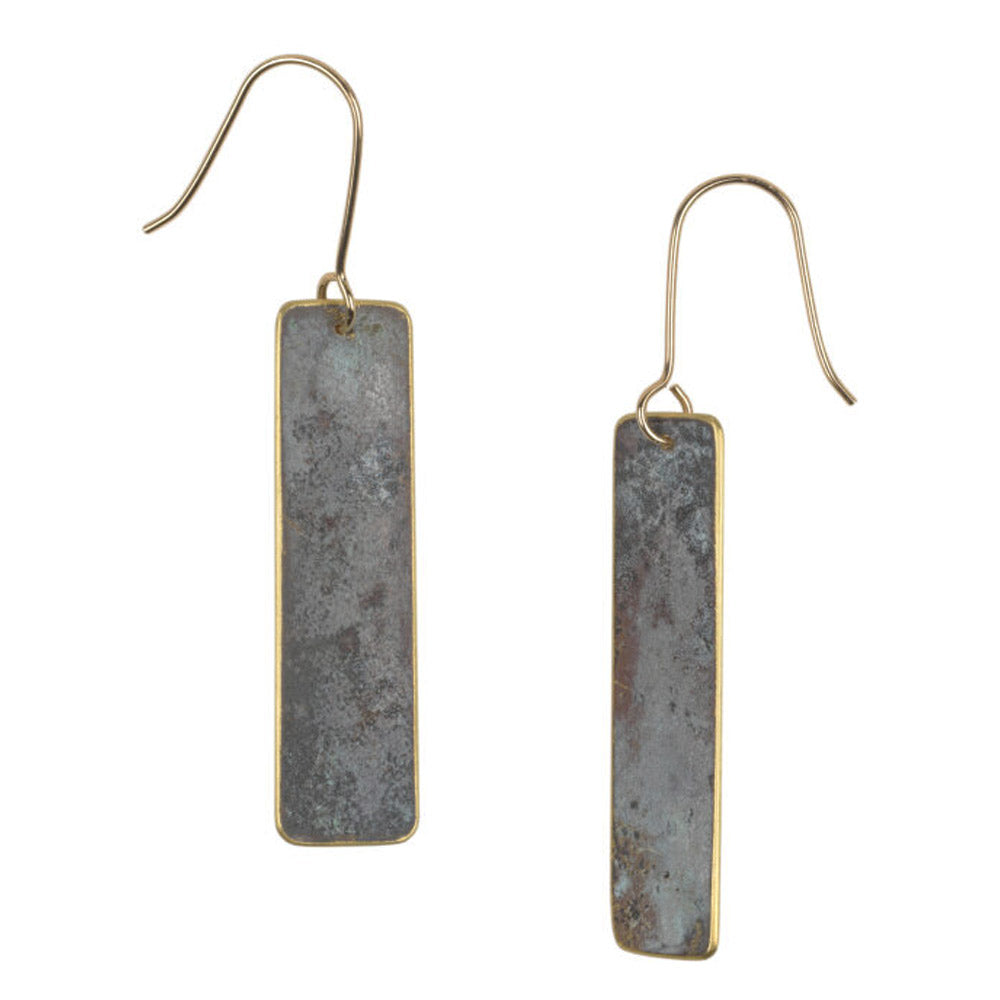 Cutty Sark Brass Rectangle Earrings - 