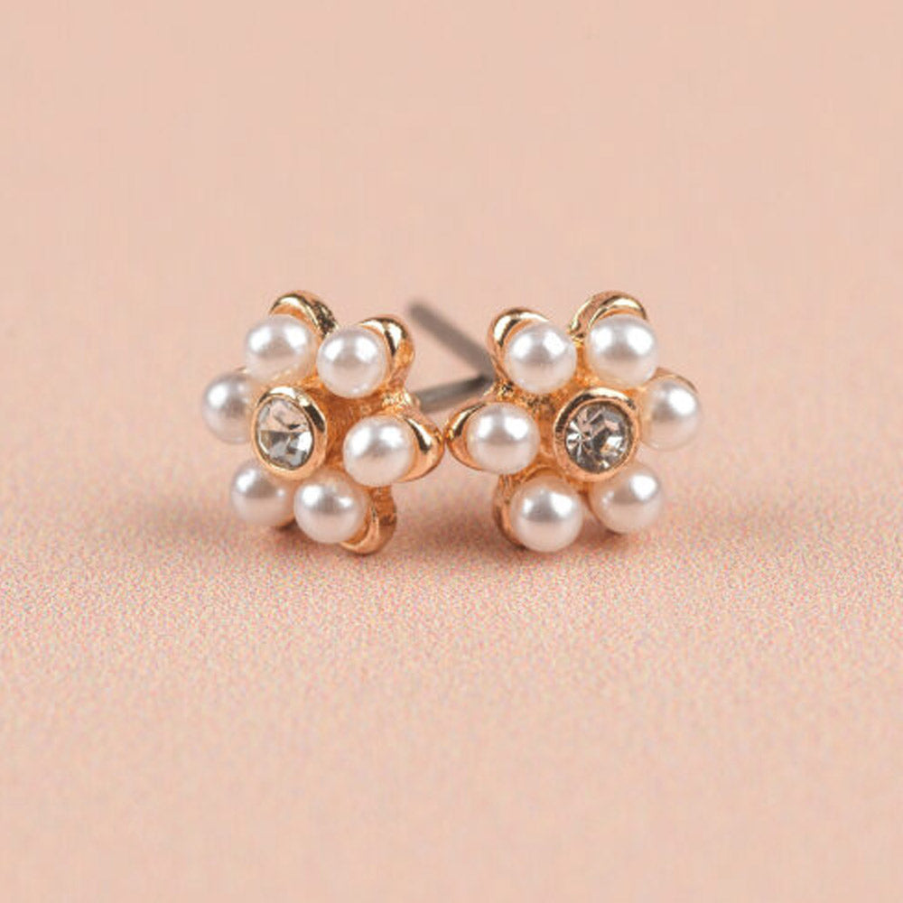Pearl Flower Stud Earrings - 