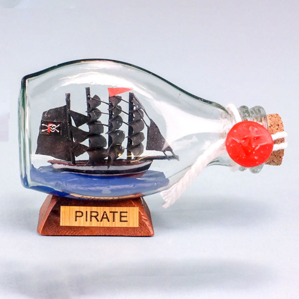 Nave Dei Pirati In Bottiglia – Decorazione Nautica In Vetro, Modellismo Navale Per Arredamento, Nuovo