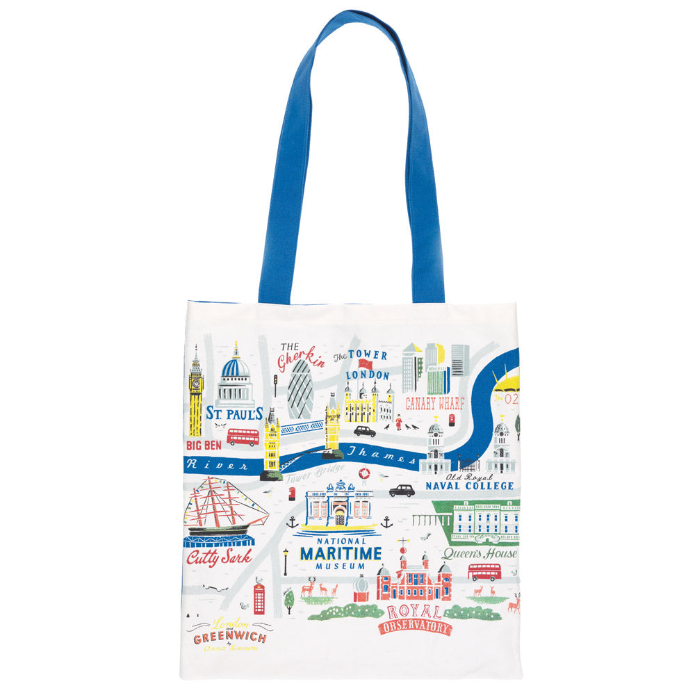 Colourful London & Greenwich Map Tote Bag