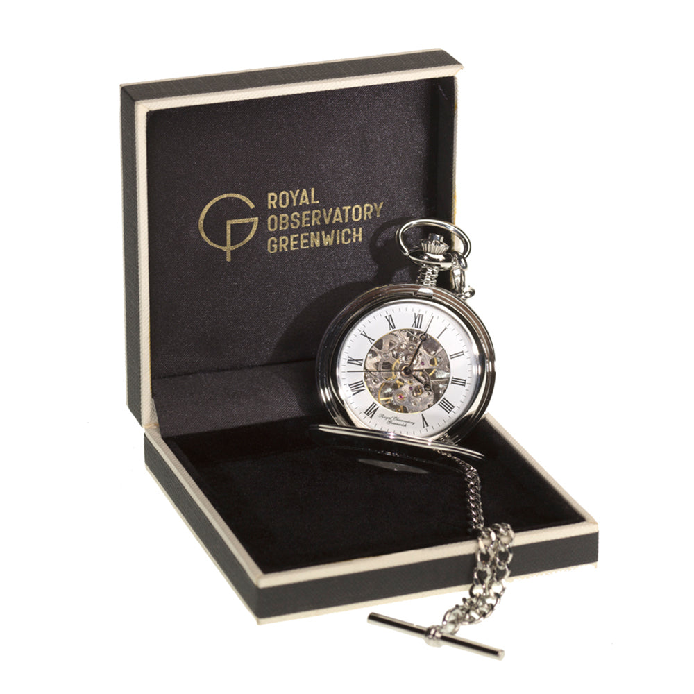 Royal Observatory Greenwich John Harrison's H4-Inspired Chrome Pocket Watch - 