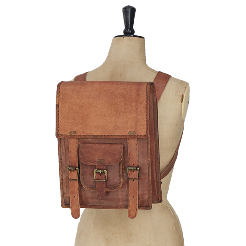 Leather Satchel Backpack - 