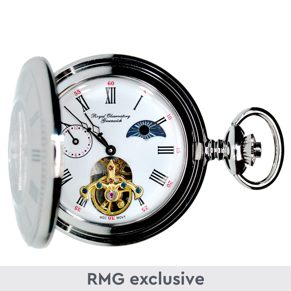 Royal Observatory Greenwich Moondial Half Hunter Pocket Watch - 