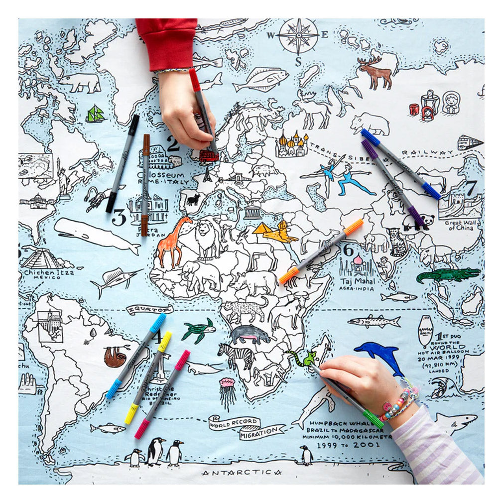 World Map Colour In Tablecloth - 