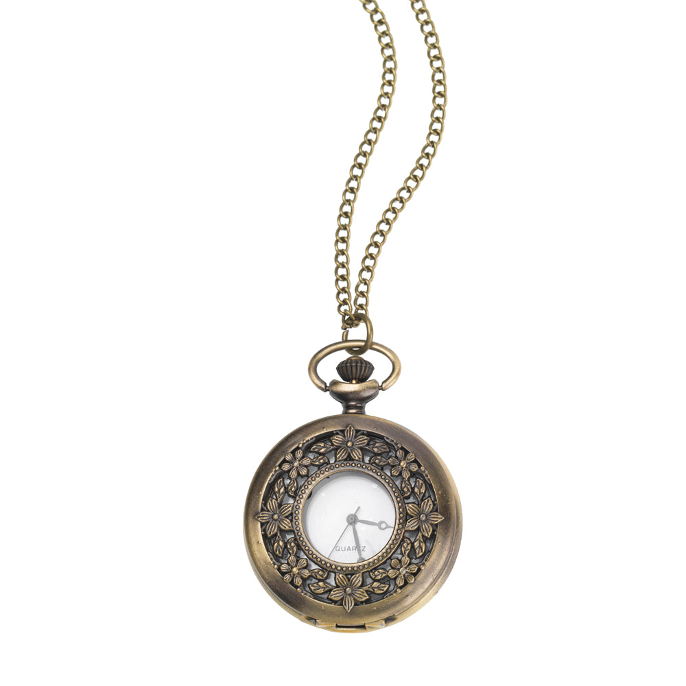 Flower Fob Watch Necklace - 