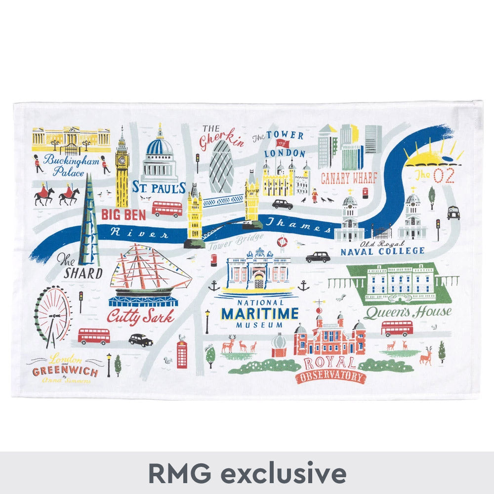 London & Greenwich Map Tea Towel - 