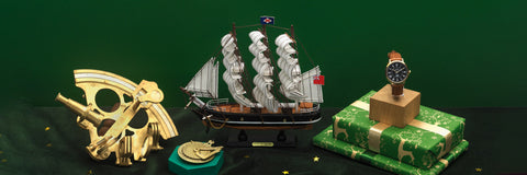 A Sextant, Cutty Sark ship model and Cutty Sark watch