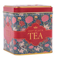 Decorative tea tin with floral pattern and '1869 Black Tea' text 