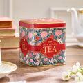 1869 black tea in a decorative tin with floral pattern