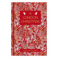 A book cover titled 'A LONDON CHRISTMAS' by Marina Cantacuzino, featuring a festive red background with white and gold botanical illustrations and a central red title block.