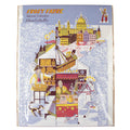 Frost Fayre Advent Calendar by Alice Padullo, featuring a whimsical winter city illustration in a vintage style with colorful characters and snowy ground.