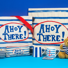 Striped products with Ahoy There logo