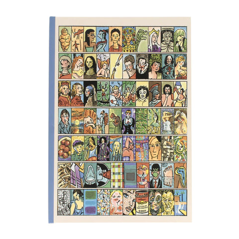 Notebook cover with illustrated versions of famous paintings.