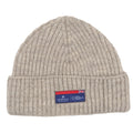 Grey knitted beanie hat with Arthur Beale X National Maritime Museum label.