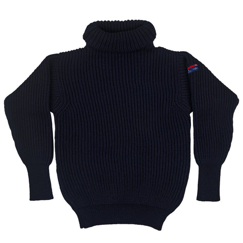 Navy Roll Neck Pullover with Arthur Beale and National Maritime Museum branding