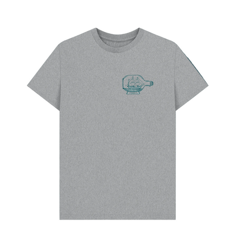 Athletic Grey Organic Cotton T-Shirt with a Ship in a Bottle design - front
