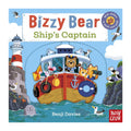 Book cover of 'Bizzy Bear: Ship's Captain' with a bear on a ship and various sea creatures.
