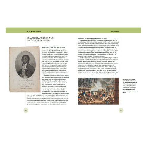 Pages of a book with subject matter Black Seafarers and Antislavery Work