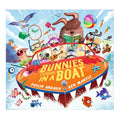 Book cover of 'Bunnies in a Boat' with cartoon bunnies and animals on a boat.