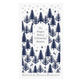 The Penguin Book of Christmas Stories edited by Jessica Harrison, featuring a white cover decorated with dark navy blue Christmas tree silhouettes, birds, reindeer, and snowflakes.