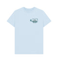 Light blue t-shirt with a small Cutty Sark ship in bottle graphic on the chest