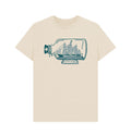 Beige t-shirt with a graphic of a ship in a bottle and 'Cutty Sark' text on a white background