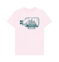 Pink t-shirt with a ship in a bottle graphic and 'Cutty Sark' 
