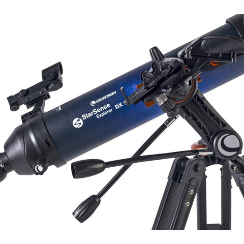 Black and blue telescope with Celestron and Royal Observatory Greenwich logos.