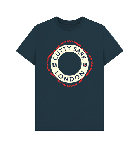 Denim Blue t-shirt with Cutty Sark London life ring design on the front