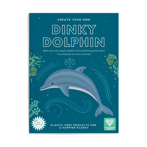 Book cover for 'Create Your Own Dinky Dolphin' with a dolphin illustration on a blue background.