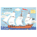 Illustration of a pirate ship with labelled parts 