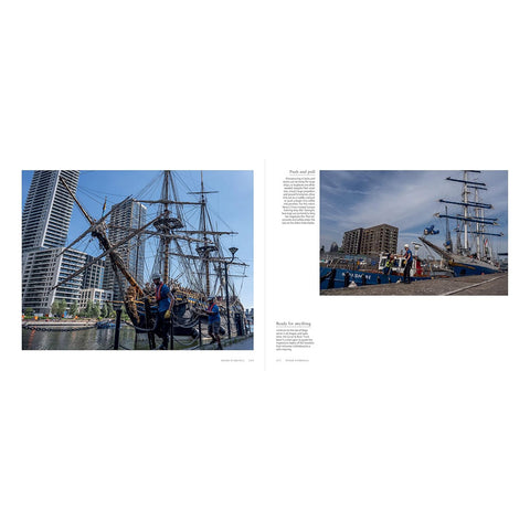 Images of famous historic sailing ships moored in London docks