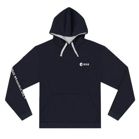 Navy hoodie with European Space Association logo on the chest