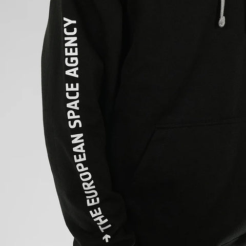 Black hoodie sleeve with 'The European Space Agency' text 