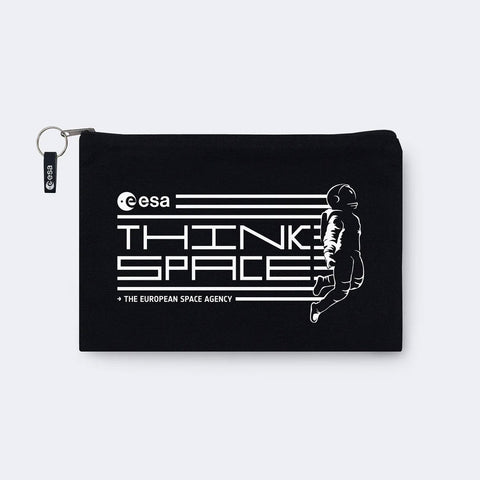 Black pouch with 'ESA Think Space' and astronaut graphic on a white background