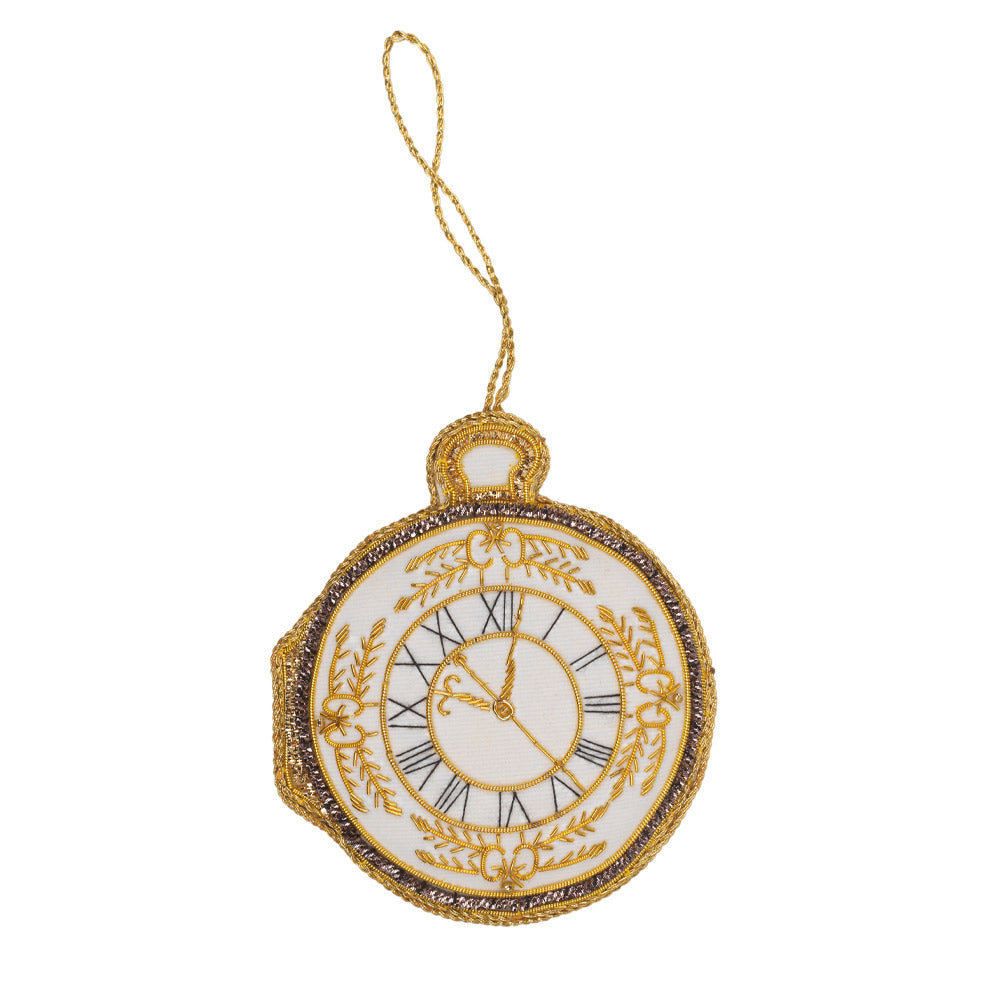 Pocket Watch Embroidered Christmas Tree Decoration - 