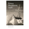 Book cover of 'South' by Ernest Shackleton with a ship in icebergs.