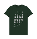 Evergreen t-shirt with white moon phase print design and 'Royal Museums Greenwich' logo.