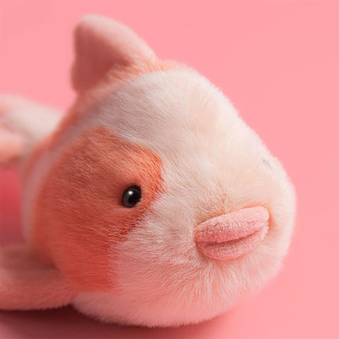Close-up of a small animal, possibly a hamster, on a pink background