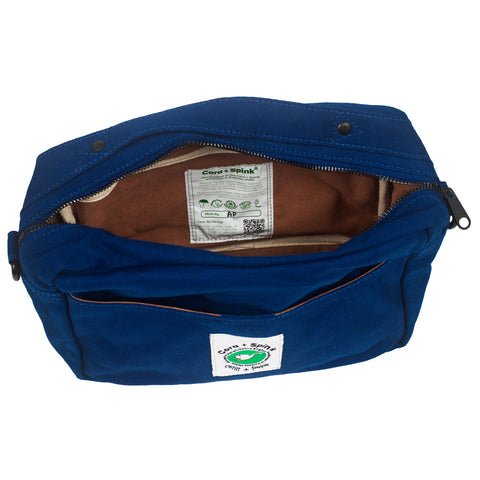 Blue bag with visible branding on a white background