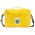 Yellow bag with a visible brand label on a white background