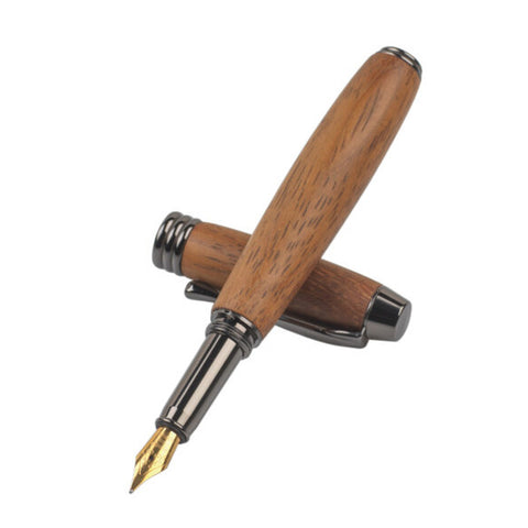 Wood and metal fountain pen.