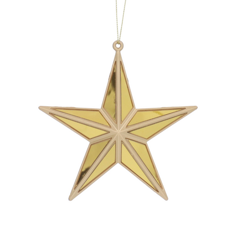 Gold star-shaped ornament on a white background