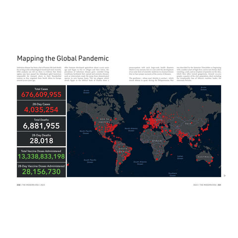 World map with pandemic data visualization on a white background