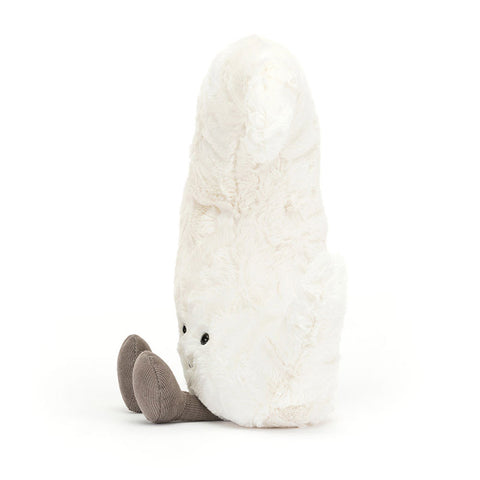 White plush toy with gray feet 