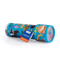 Kaleidoscope toy with colorful fish design on a white background