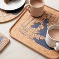 Cork tray with two mugs