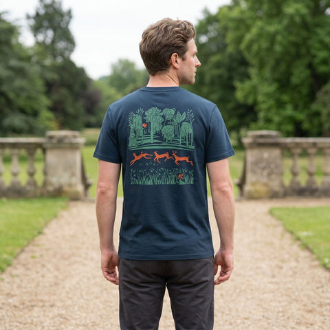 Man wearing a Greenwich Park print t-shirt